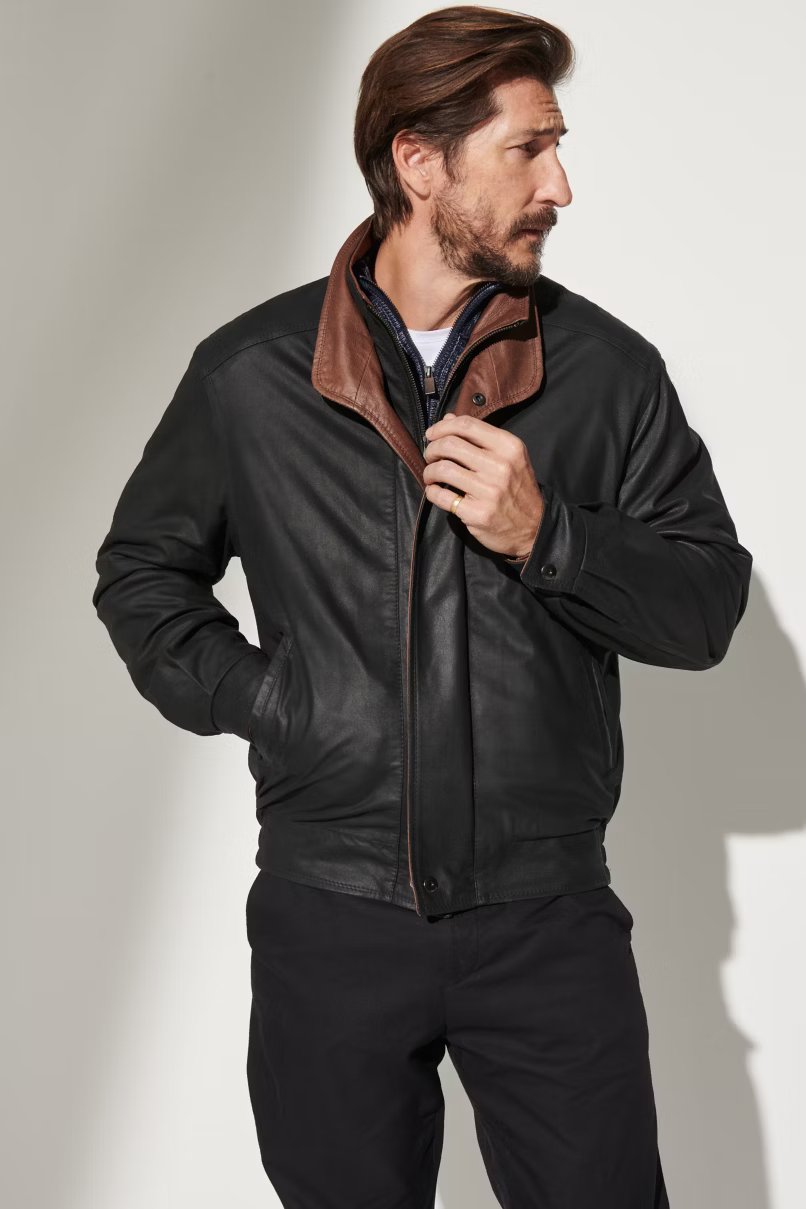 Landon Lite Leather Bomber Jacket