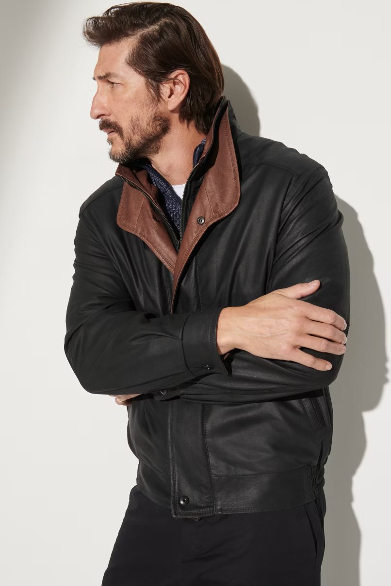 Landon Lite Leather Bomber Jacket