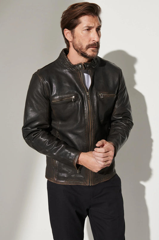 Retro Leather Moto Jacket