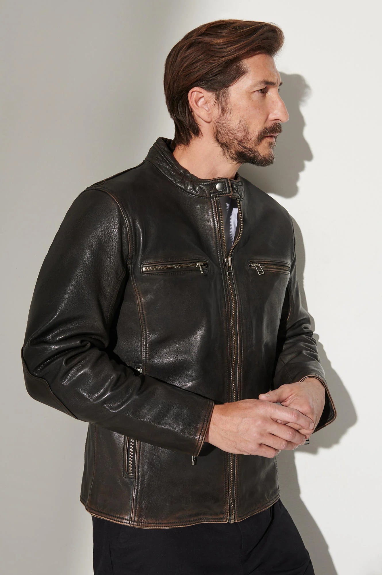 Retro Leather Moto Jacket