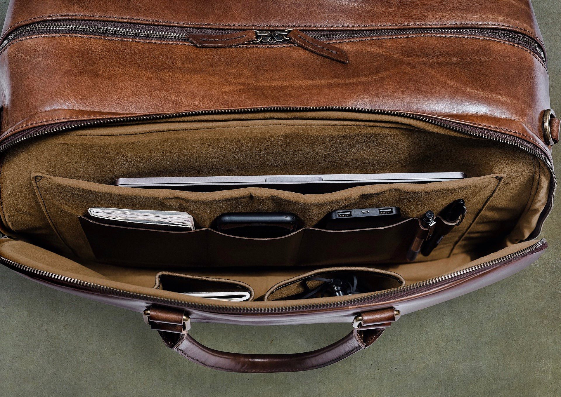 Leather Weekender Duffle Bag