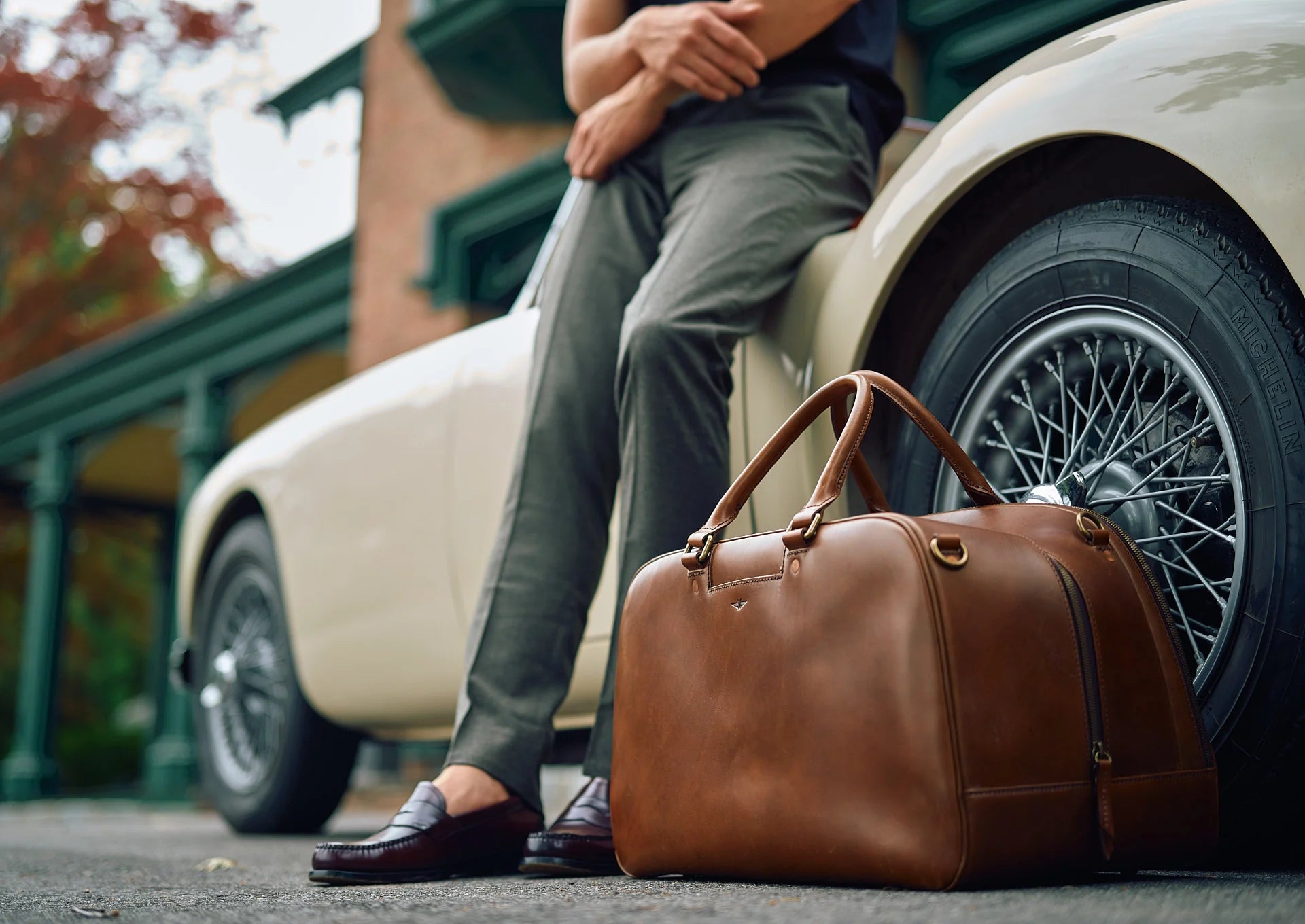 Leather Weekender Duffle Bag