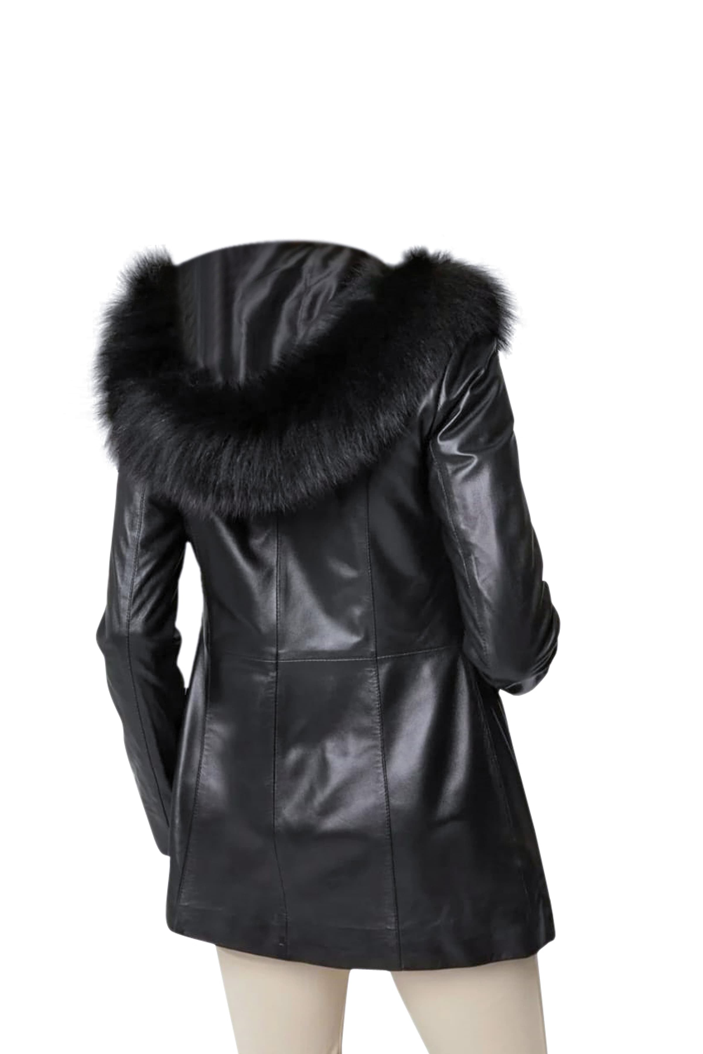 Anna Hooded Leather Coat