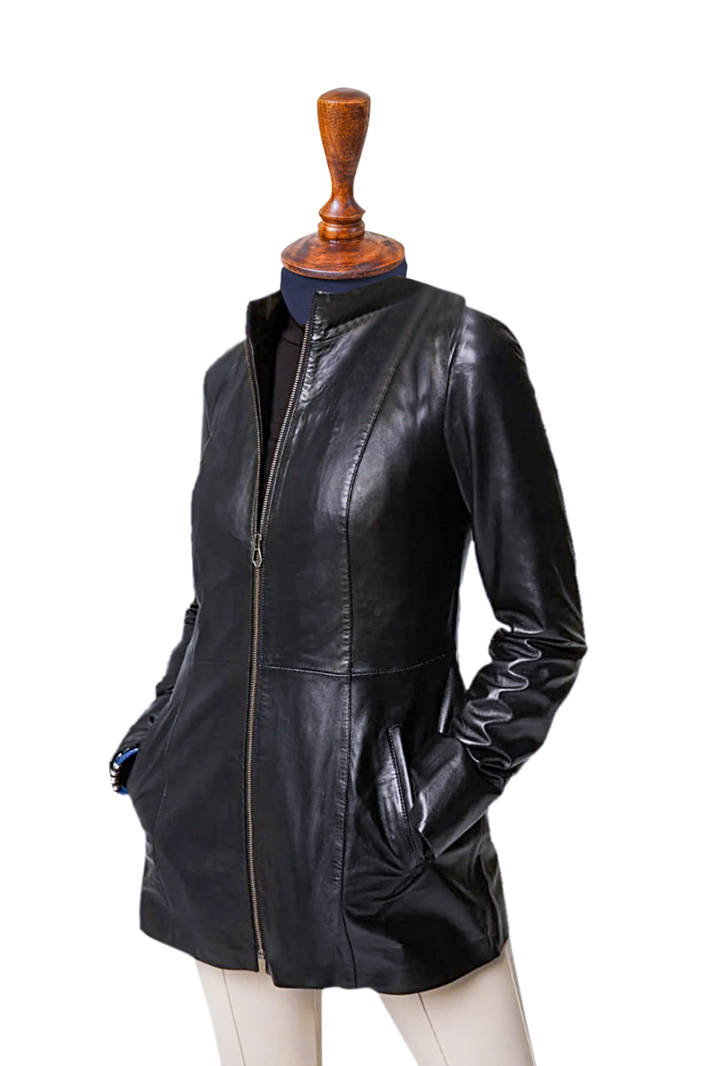 Anna Hooded Leather Coat